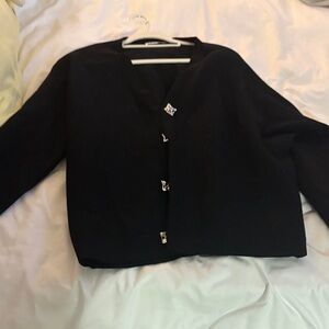 Zara Black Women's Cardigan with Unique silver Buttons